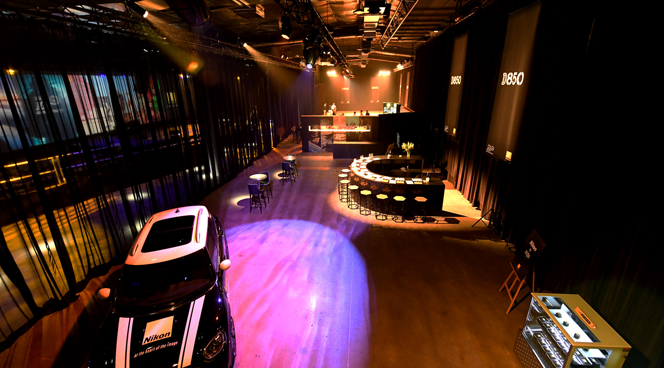 The Venue Alexandria space divided into two areas for a bar and presentation.