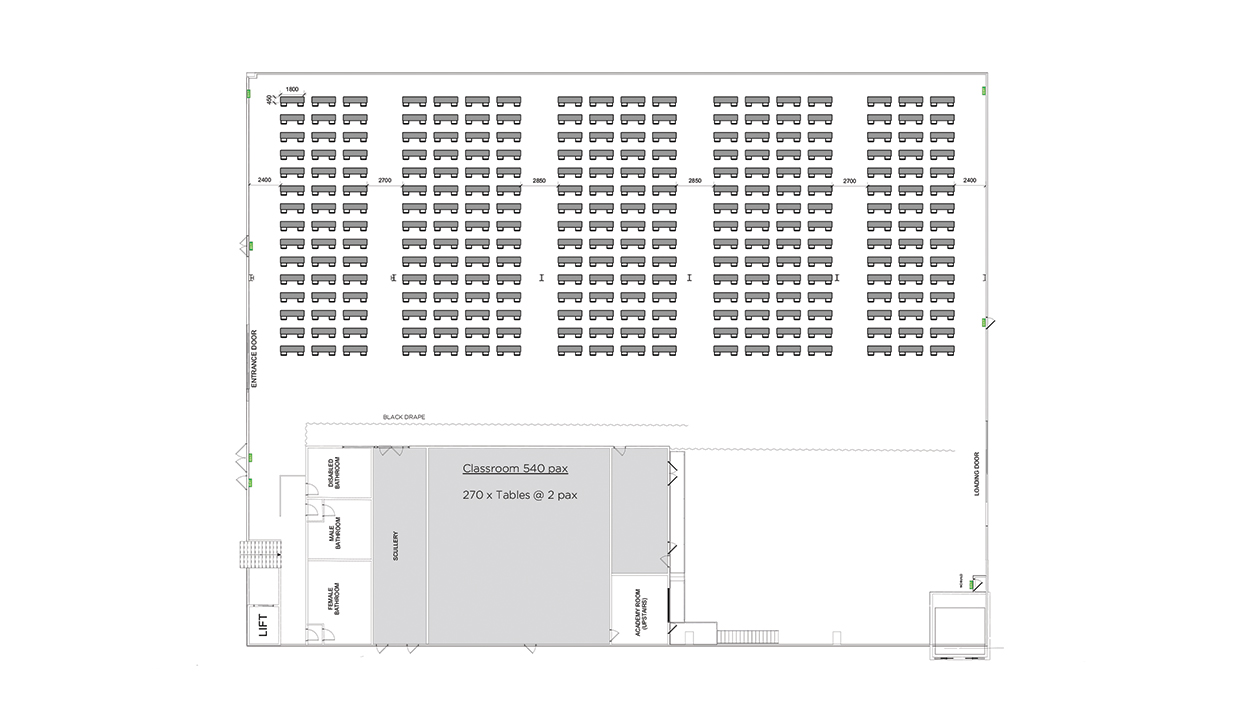 The Venue Alexandria transformed for an exam to seat 540 students.