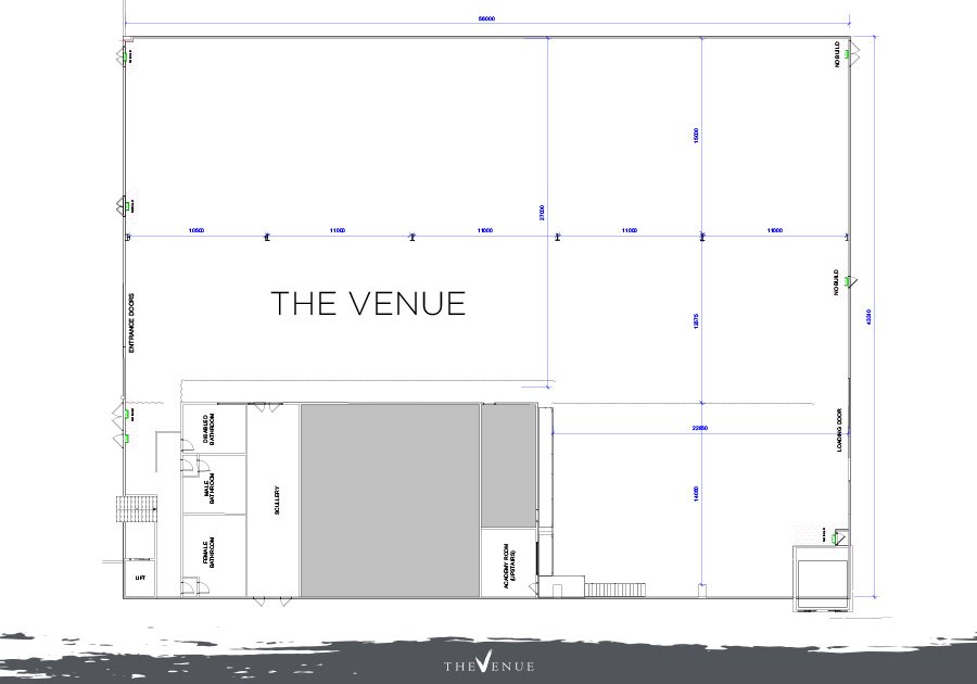 Shows an individual floor plan of The Venue space at The Venue Alexandria